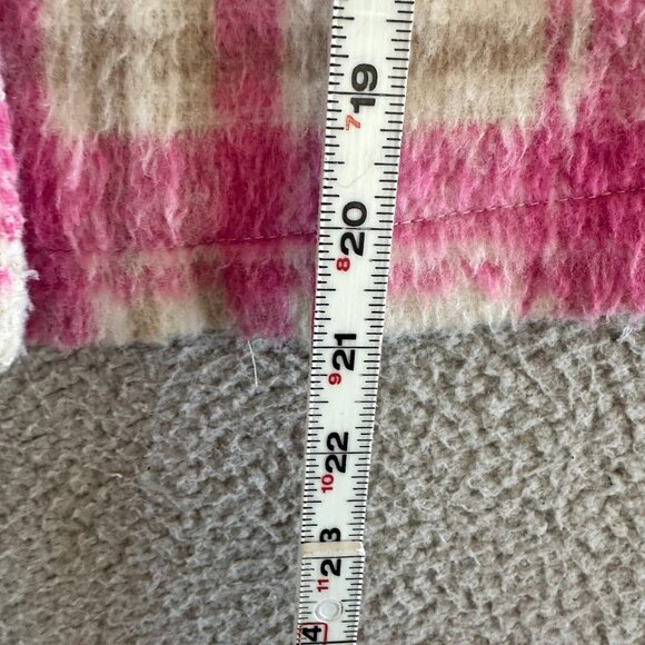 Zara Pink Plaid Crop Shirt Jacket Shacket Fuzzy Thick Coquette Western - Picture 14 of 16